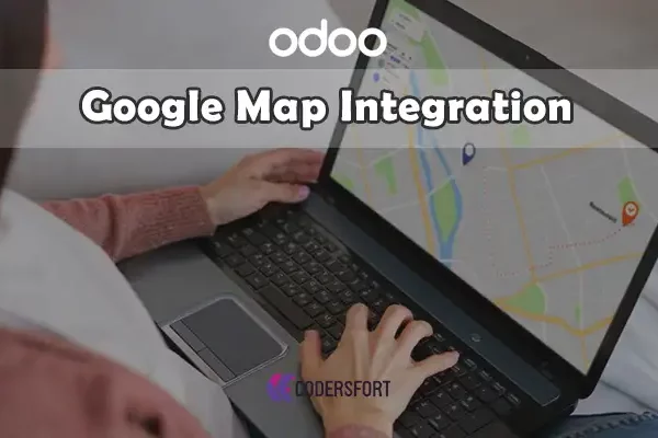 Interface showing Odoo Google Map Integration with real-time location mapping and route planning for partners.